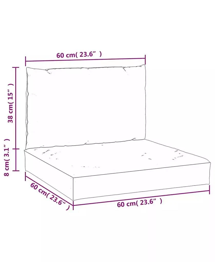 vidaXL Pallet Cushion Set of 2 Cream White 100% Oxford fabric Small 3