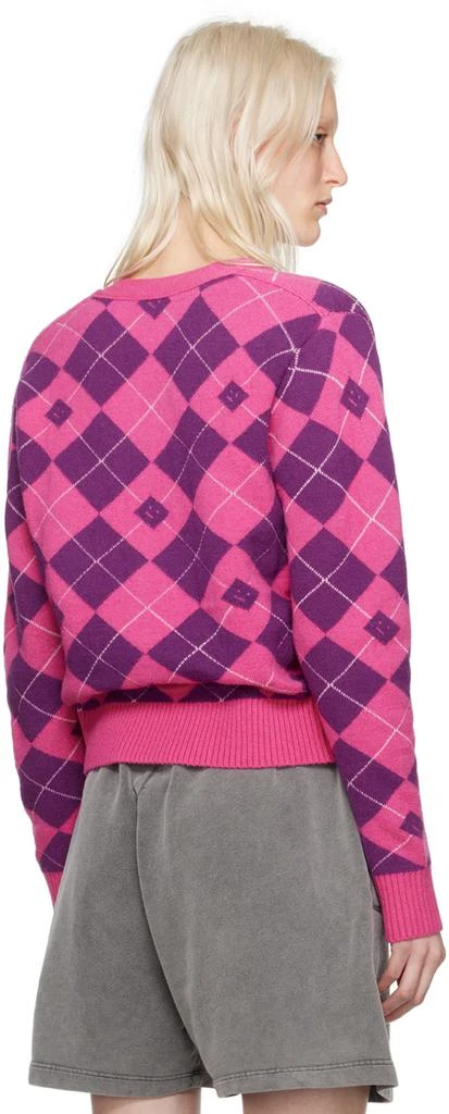 Acne Studios Pink & Purple Argyle Cardigan 3