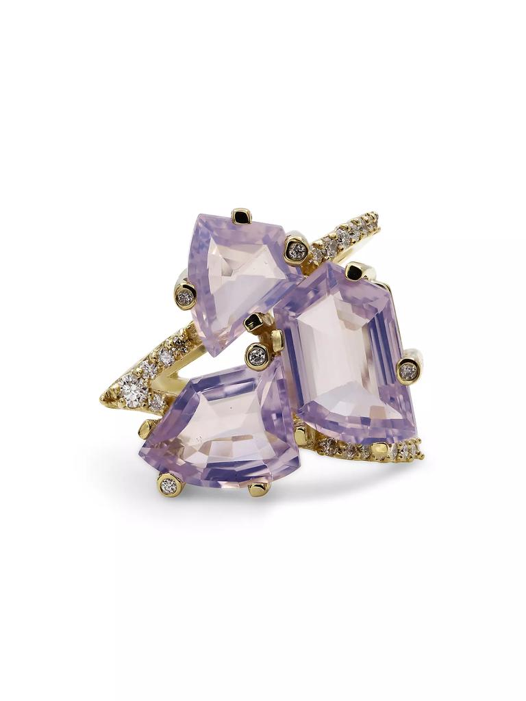 Stephen Dweck Luxury 18K Gold, Diamond & Lavender Moon Quartz Openwork Ring