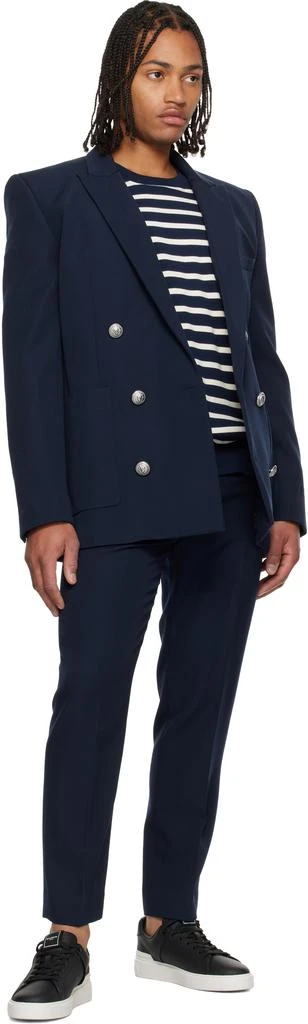 Balmain Navy Grain de Poudre Blazer 4