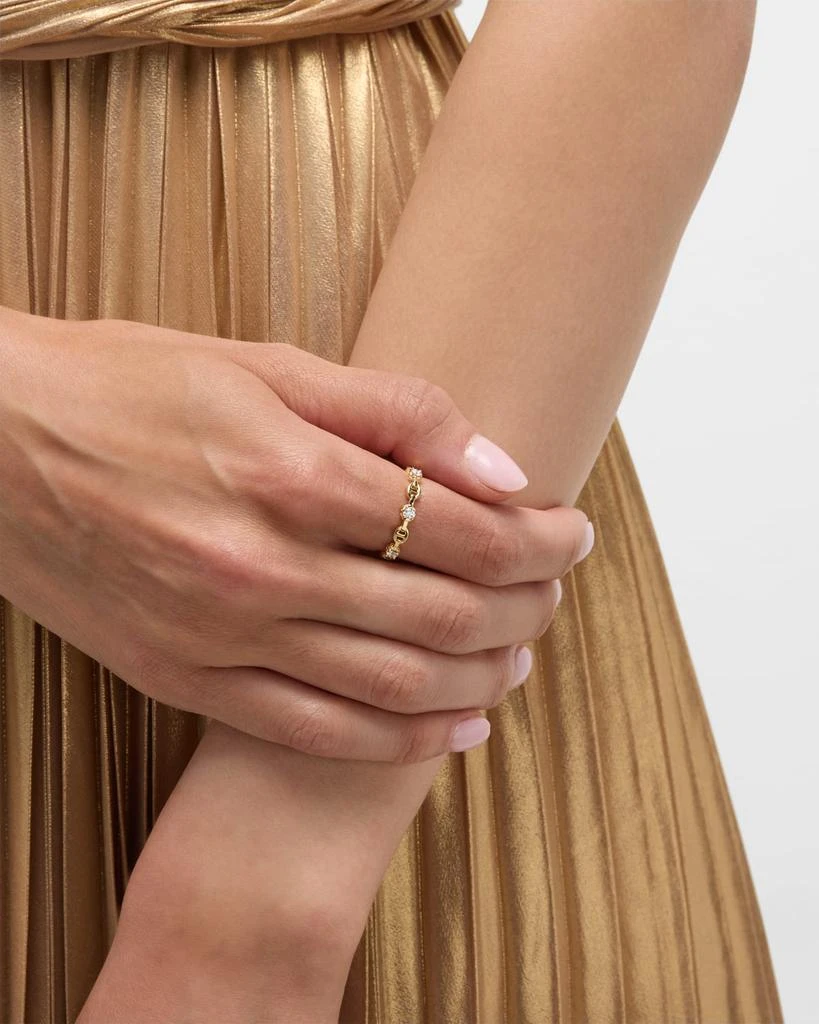 Hoorsenbuhs 18K Yellow Gold Micro Tri-Link II Ring with Diamonds, Size 7 2
