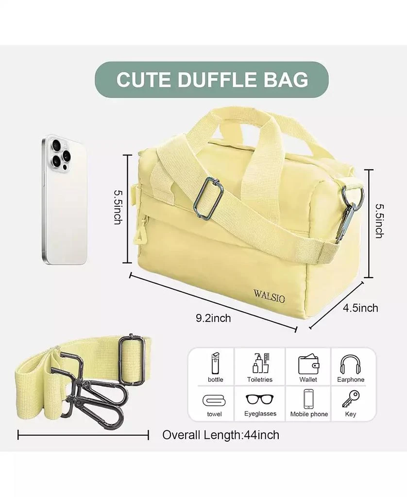 Urbanmax Small Gym Bag 9 inch, Mini Duffle Bag with Adjustable Strap, Lightweight Carry On Sport Bag for Women Girls (Light Yellow) 4