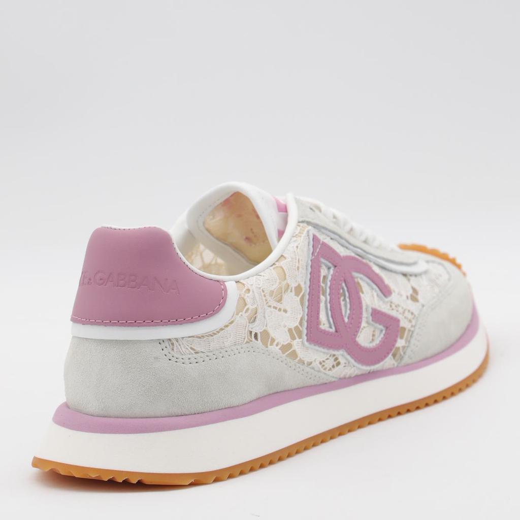 スニーカー DOLCE & GABBANA WHITE AND PINK DG CUSHION SNEAKERS Shop Dolce & Gabbana White And Pink Dg Cushion Sneakers on
