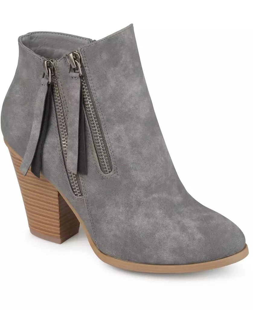 Journee Collection Women's Vally Double Zipper Stacked Heel Ankle Booties 1