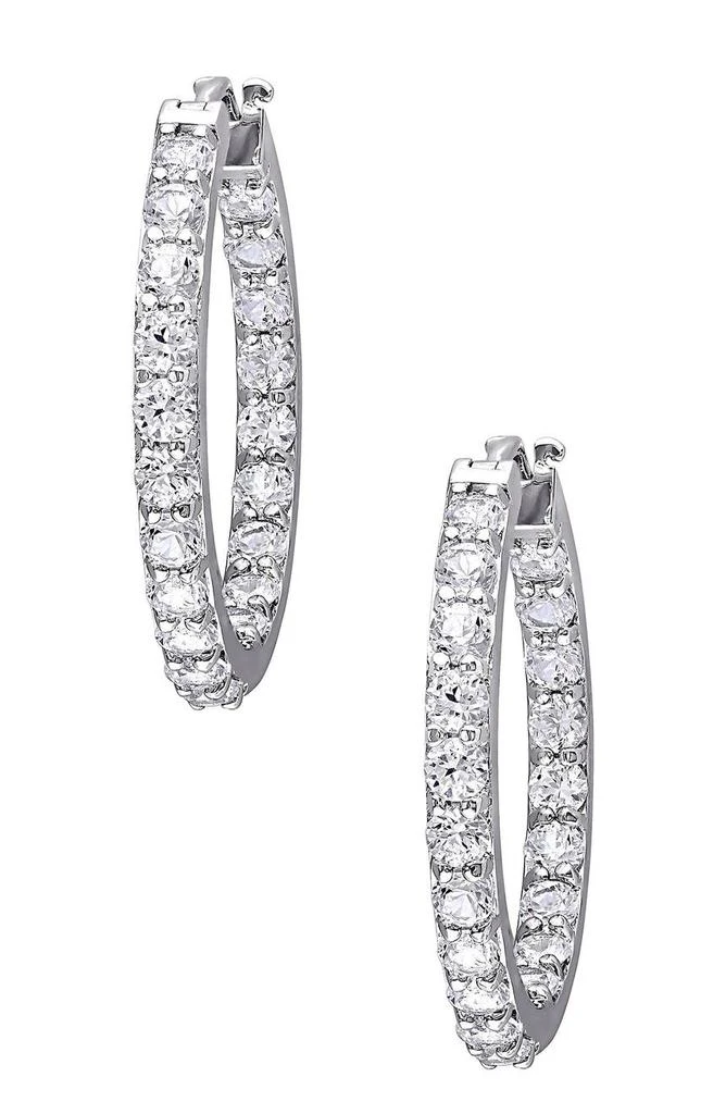 DELMAR Created White Sapphire Hoop Earrings
