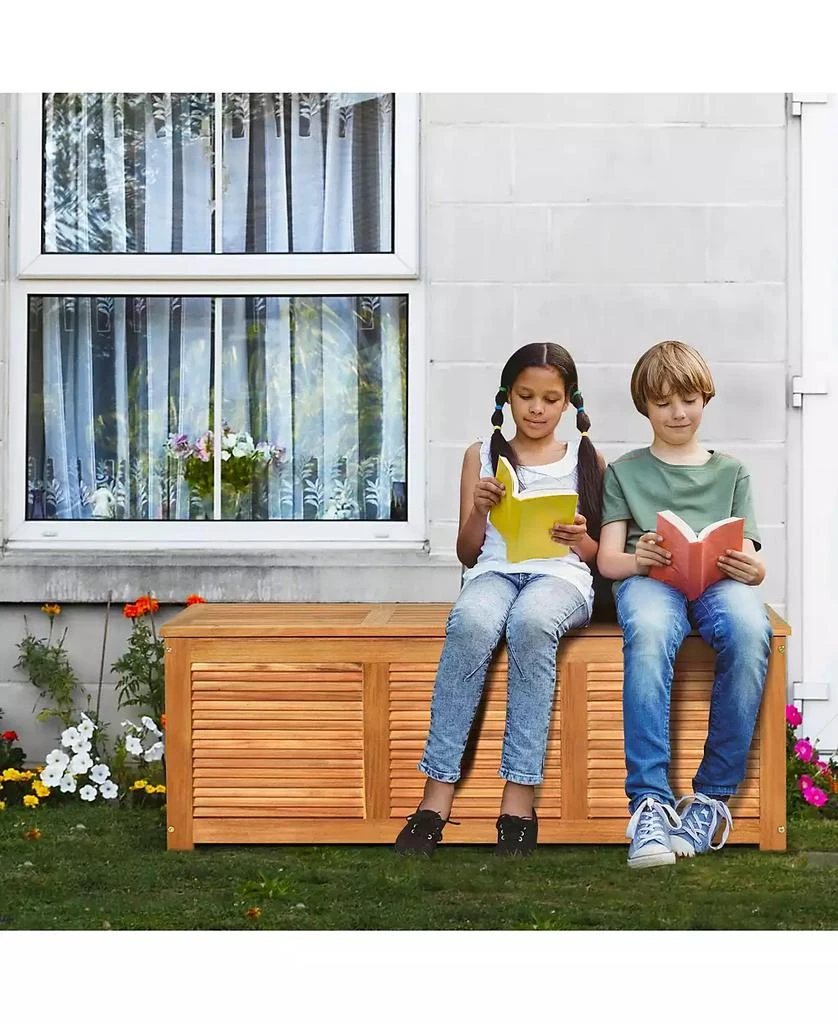 GOUUN 47 Gallon Acacia Wood Storage Bench Box for Patio Garden Deck 6