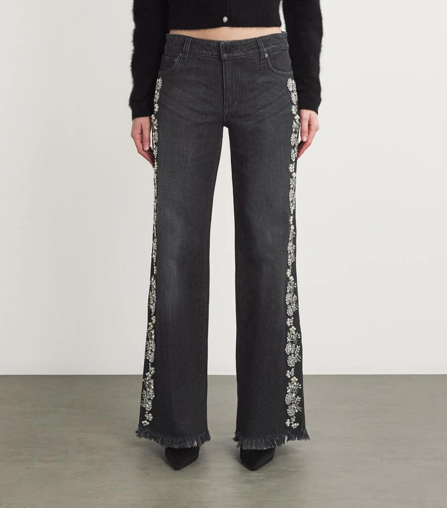 Alice + Olivia Embellished Roxie Straight Jeans 3