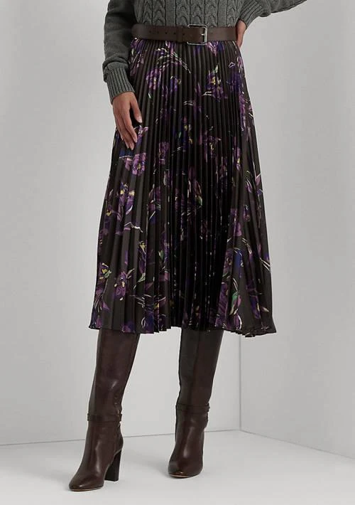 Ralph Lauren Ralph Lauren Floral Pleated Satin Charmeuse Skirt 1