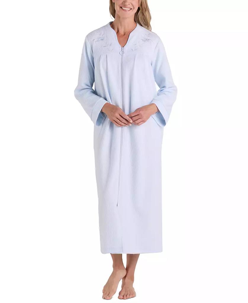 Miss Elaine Women's Embroidered Waffle-Knit Nightgown