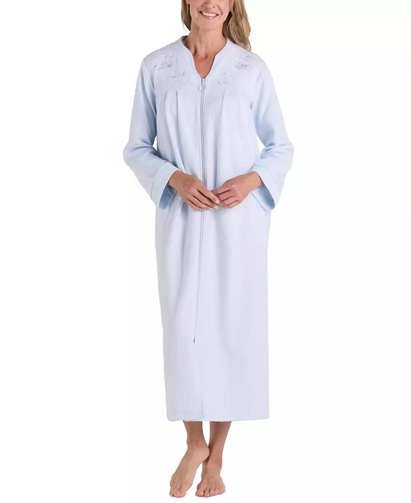Miss Elaine Women's Embroidered Waffle-Knit Nightgown 1