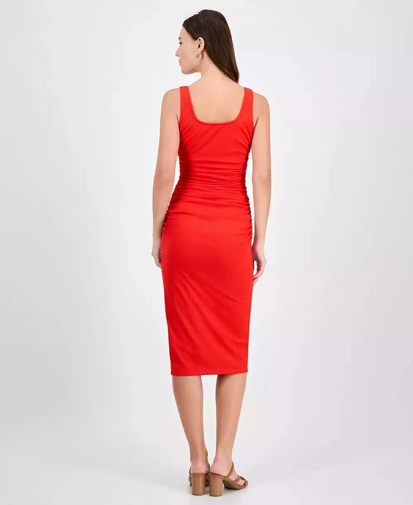 Bar III Women's Ribbed-Knit Square-Neck Ruched Dress, Exclusively at Macy's 5