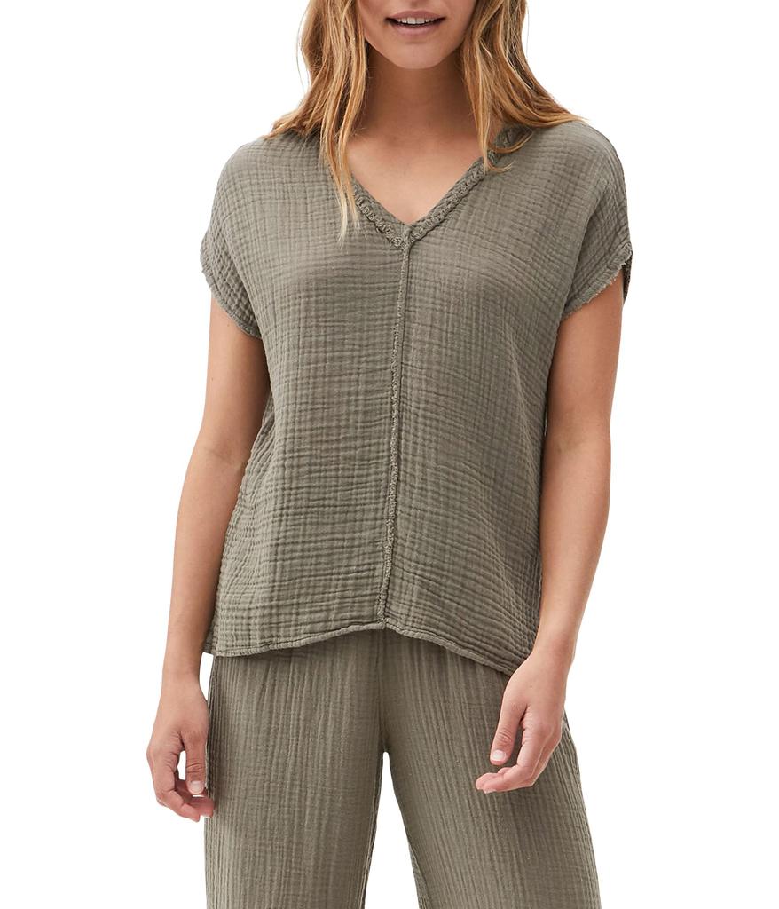 Michael Stars Draya Double Gauze V-Neck Tee