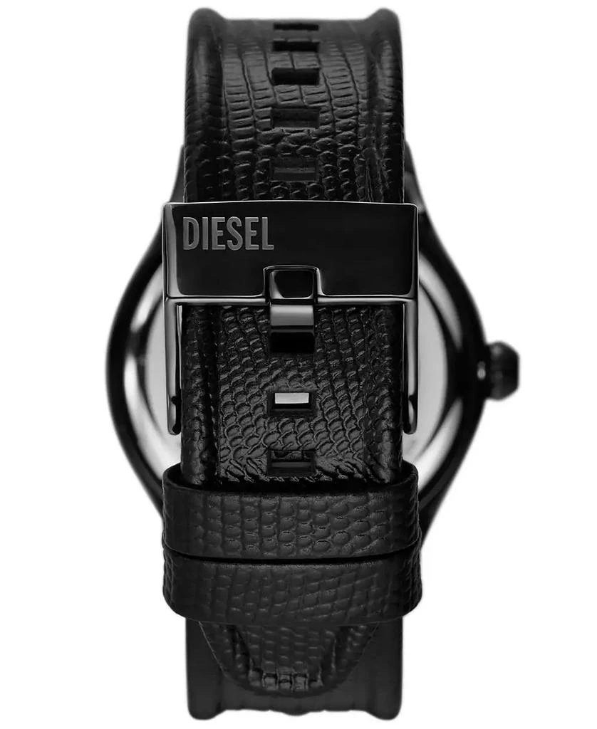 Diesel Men's Vert Three Hand Date Black Leather Watch 44mm 5