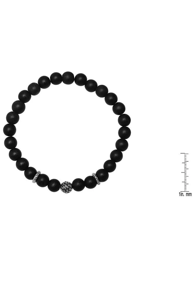 HMY JEWELRY Sterling Silver Black Lava Stone Bracelet 2