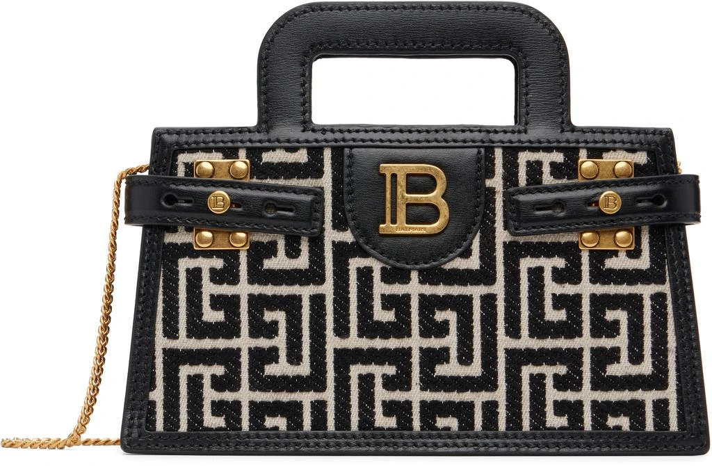 Balmain Black 
Off-White B-Buzz Small Monogrammed Bag 1