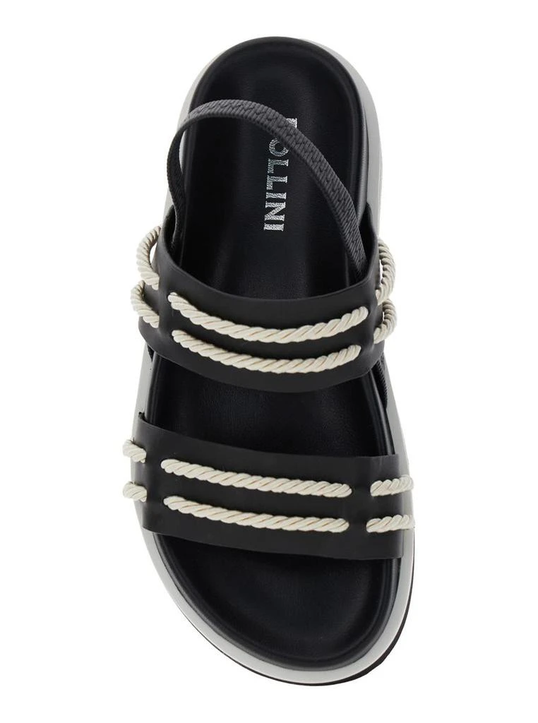 POLLINI Black Sandals With Elastic Strap And Criss-Crossed Details On The Front In Leather Woman 4