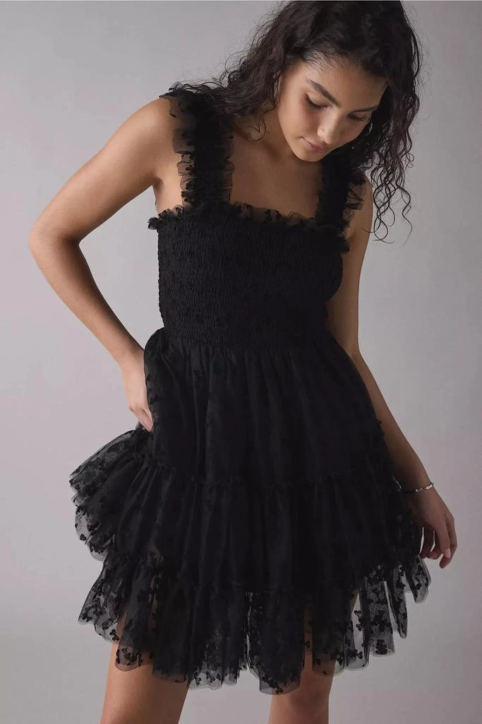 Shop En Saison Casey Flutter Bow Flocked Mesh Mini Dress on Sale at  BeyondStyle  Get 51% Off En Saison Casey Flutter Bow Flocked Mesh Mini  Dress with Limited-Time Flash Deals, Exclusive