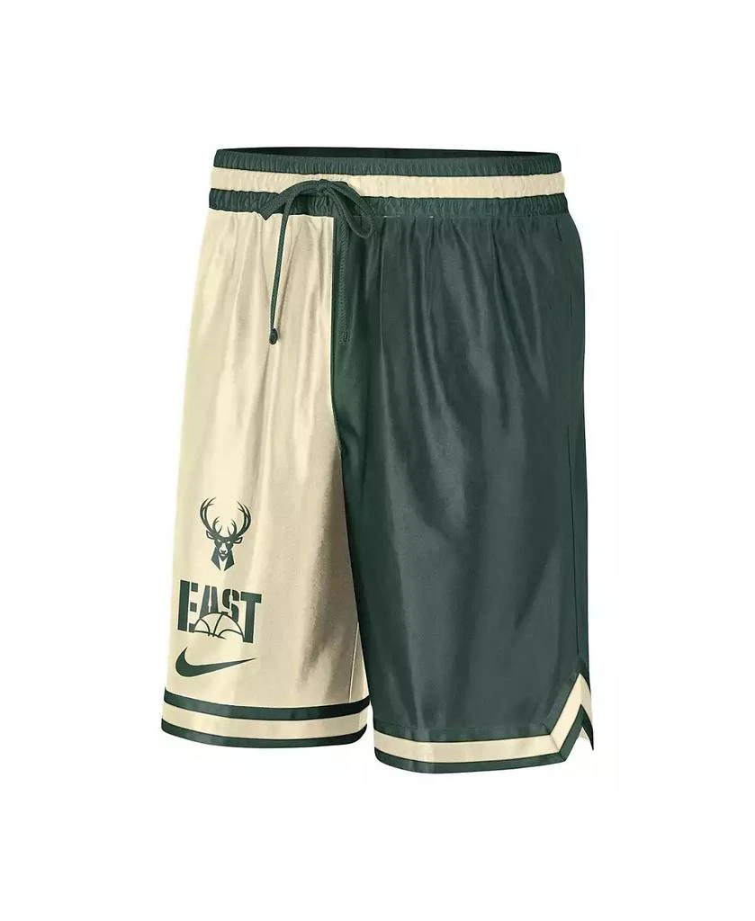 Nike Men's Hunter Green, Cream Milwaukee Bucks Courtside Versus Force Split DNA Performance Shorts 3