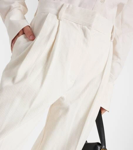 Totême High-rise silk and cotton wide-leg pants 4