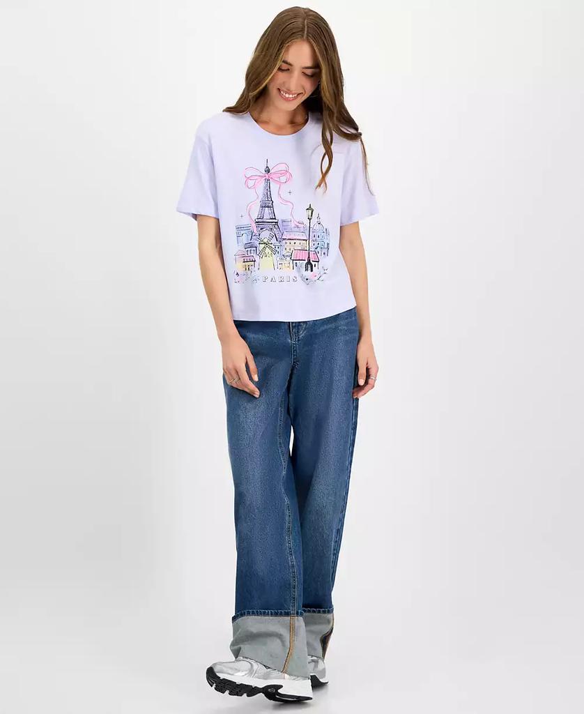 Rebellious One Juniors' Paris Bow Graphic T-Shirt