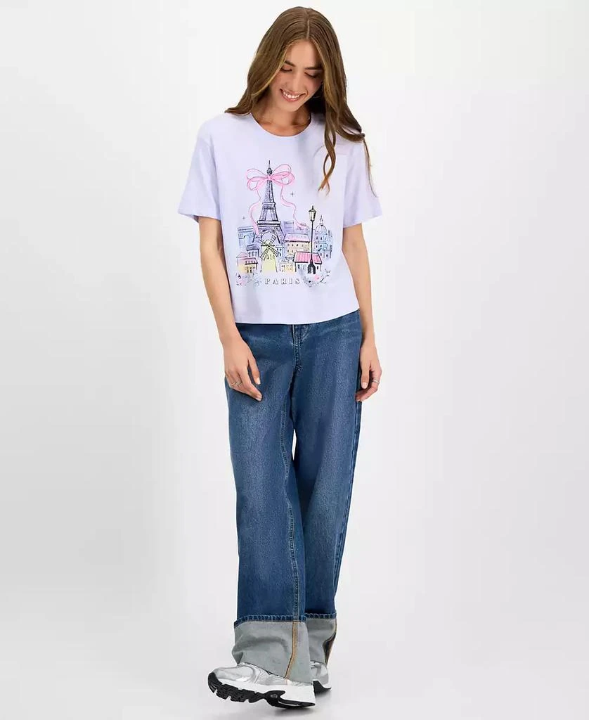 Rebellious One Juniors' Paris Bow Graphic T-Shirt 2