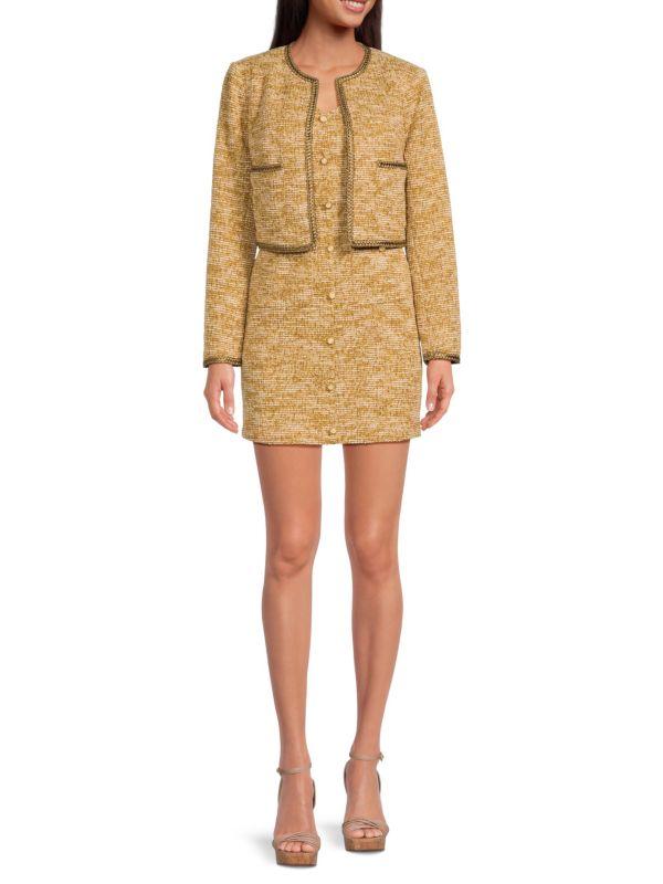 Shop 2-Piece Textured Mini Dress & Jacket Set on Sale at
