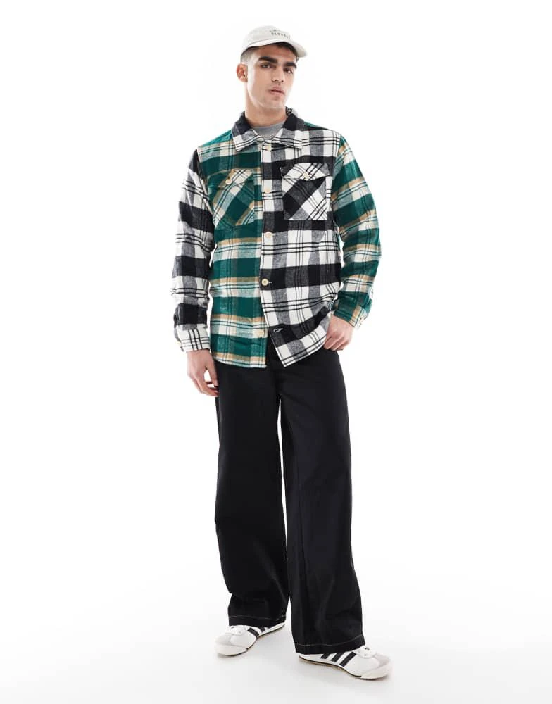 ADPT ADPT oversized heavy brushed check overshirt black & green 2