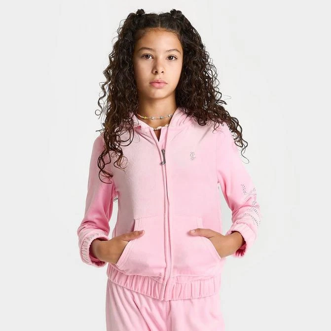 TIMBERLAND Girls' Juicy Couture Plush Velour Full-Zip Hoodie 1