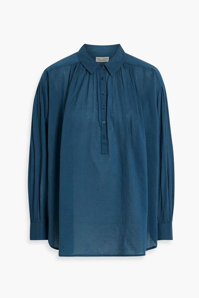 Nili Lotan Miles gathered cotton-voile blouse 1
