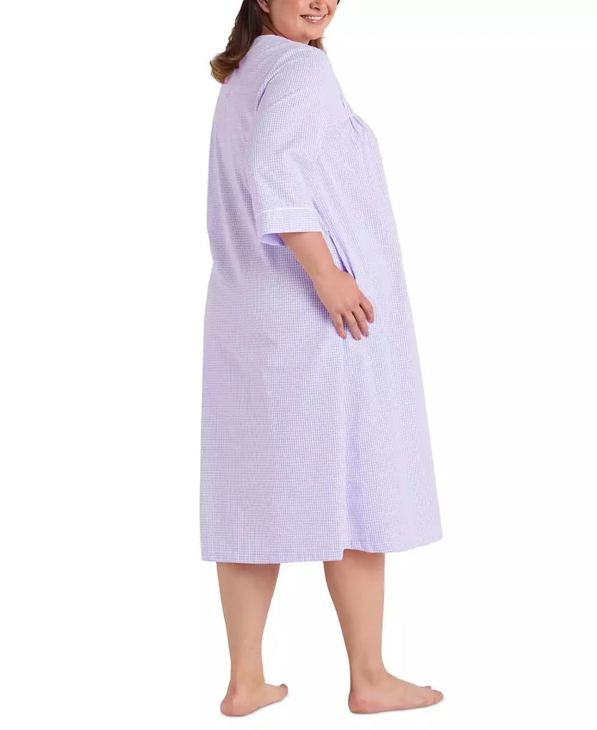 Miss Elaine Plus Size 3/4-Sleeve Zip-Front Seersucker Robe 2