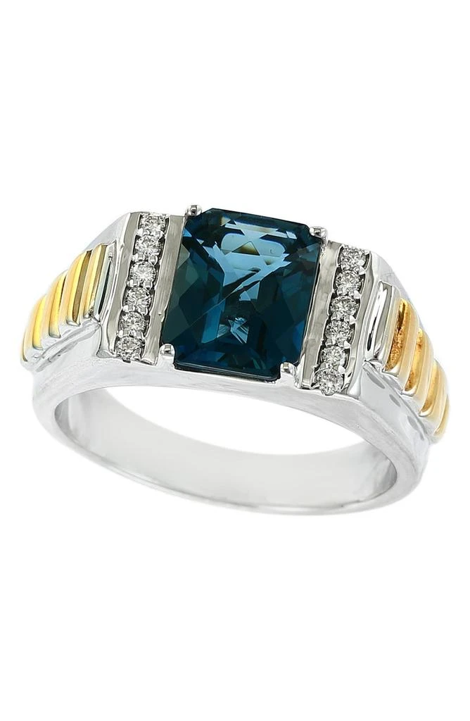 Shop Two-Tone Diamond London Blue Topaz Ring Size 10 on Sale