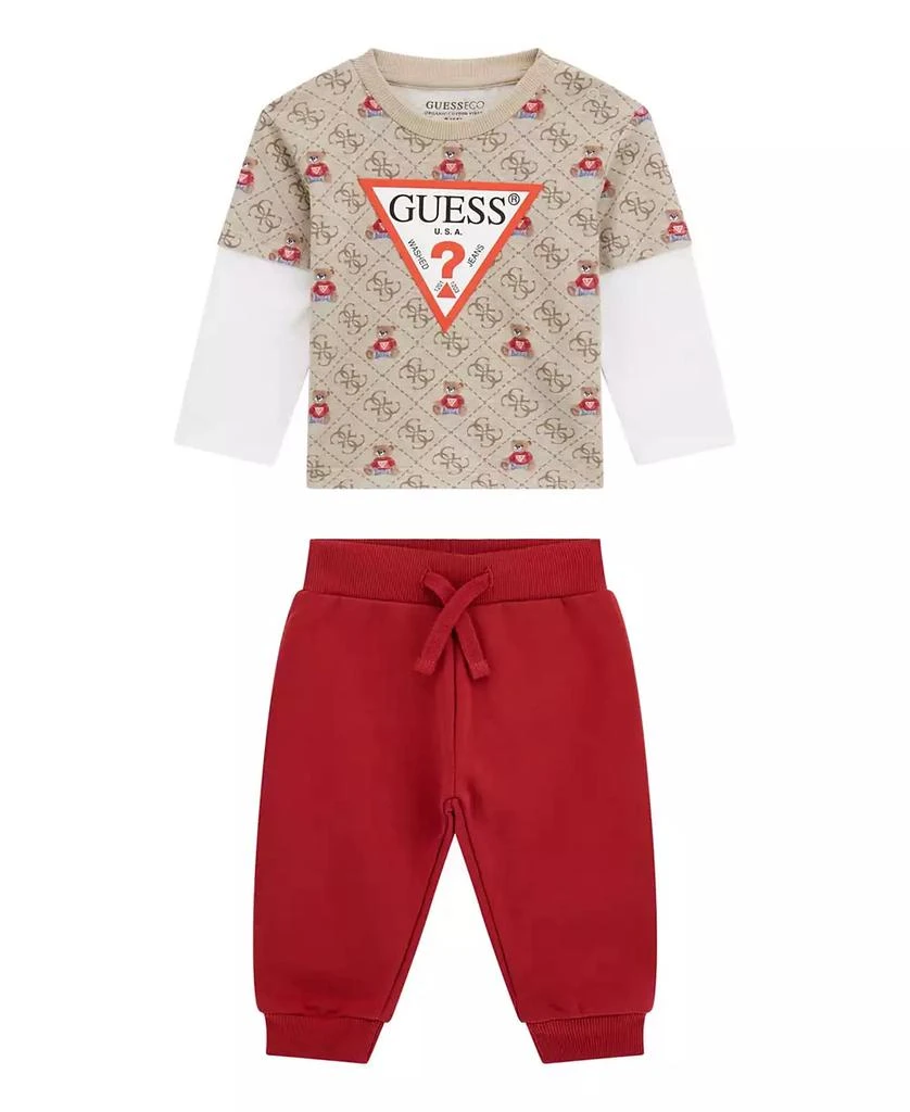 GUESS Baby Boys 2-Piece Long Sleeve T-Shirt and Active Pant Set 1