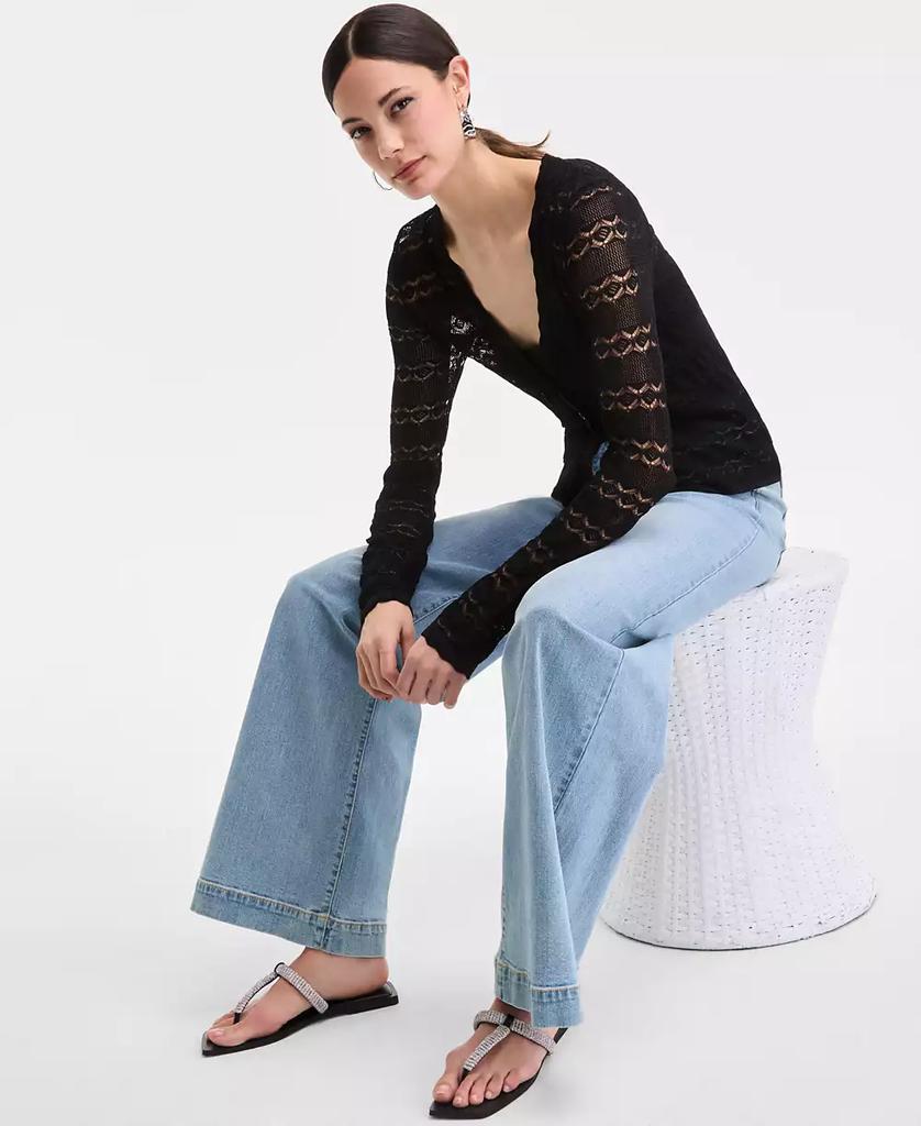 INC International Women's Pointelle Cardigan Sweater, Exclusively at Macy's