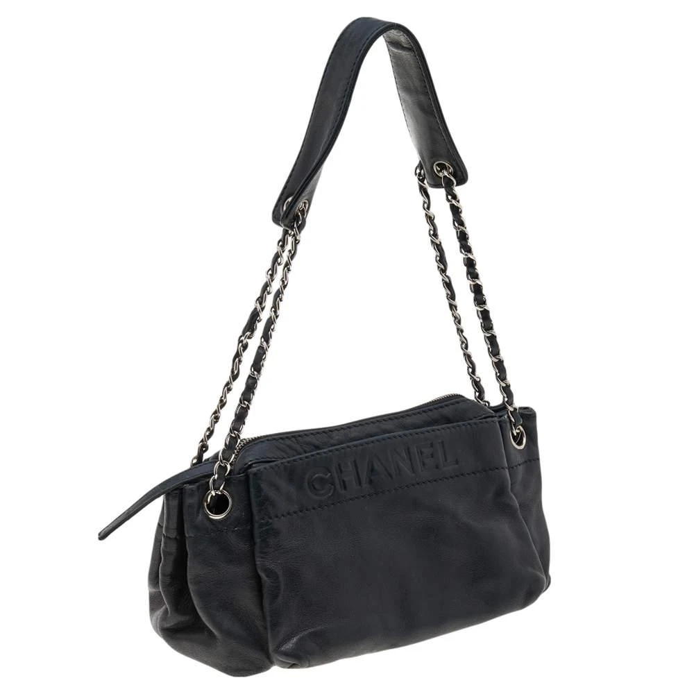 Chanel Chanel Black Leather Accordion Zipper Bag 3