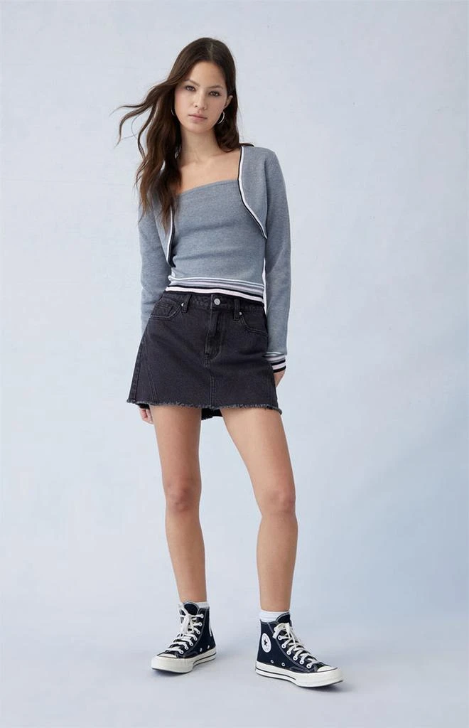 PacSun Eco Black Mid Rise Denim Mini Skirt 5