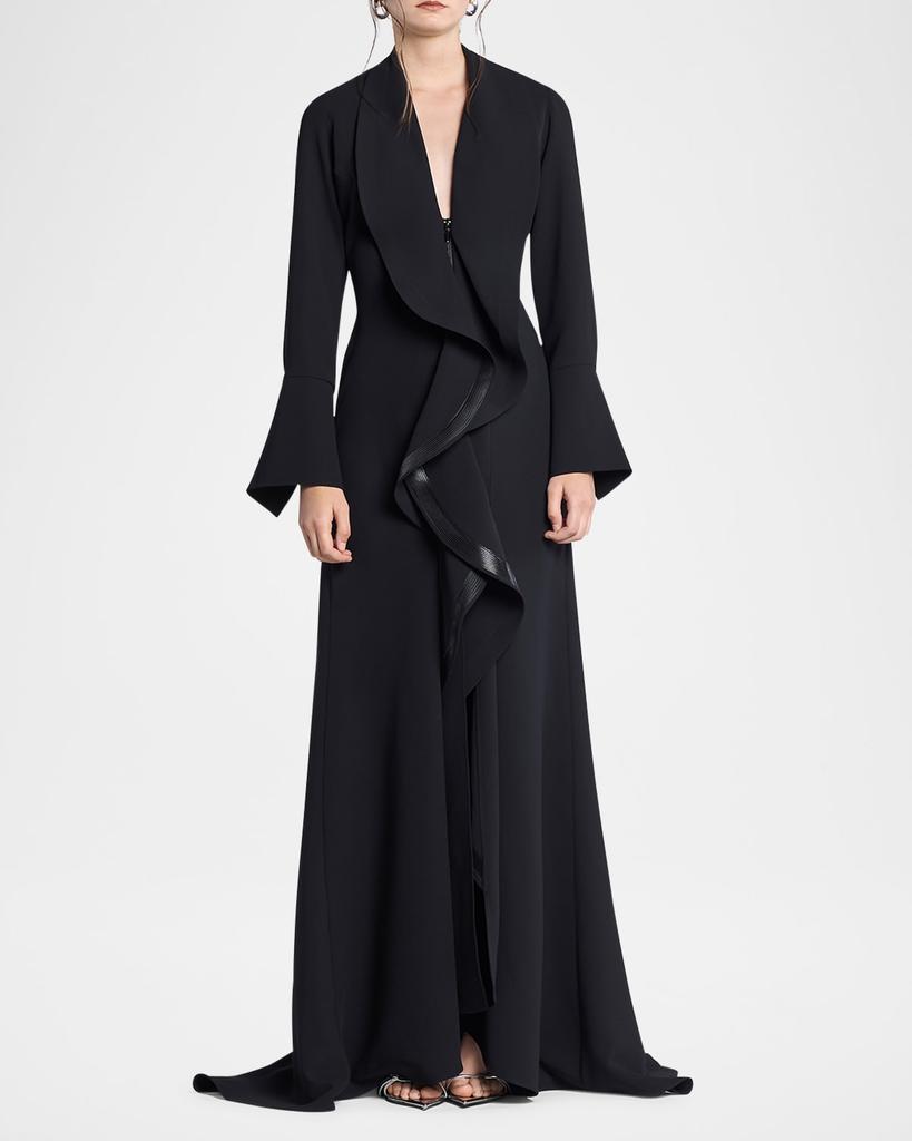 Maticevski Jupiter Ruffle Long-Sleeve Gown