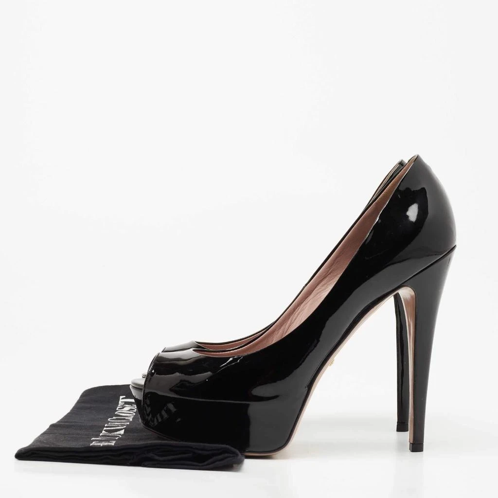 Gucci Gucci Black Patent Leather Peep Toe Platform Pumps Size 40 9