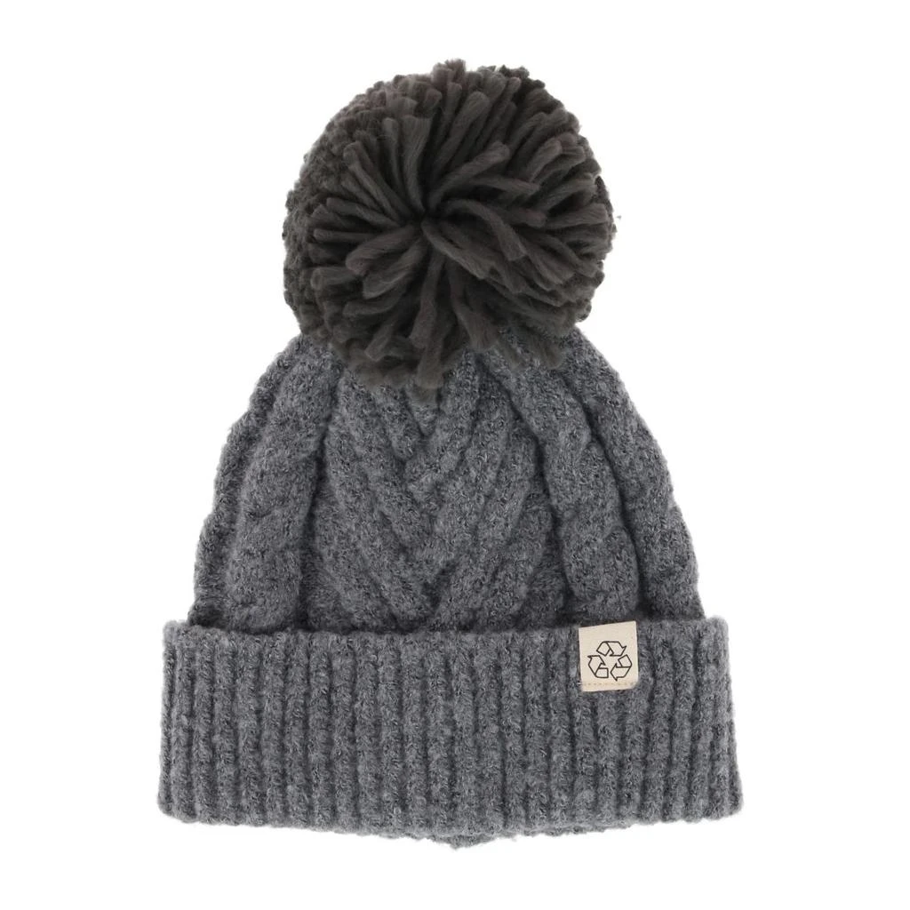 David & Young Women's Chevron Knit Winter Beanie with Matching Yarn Pom 4
