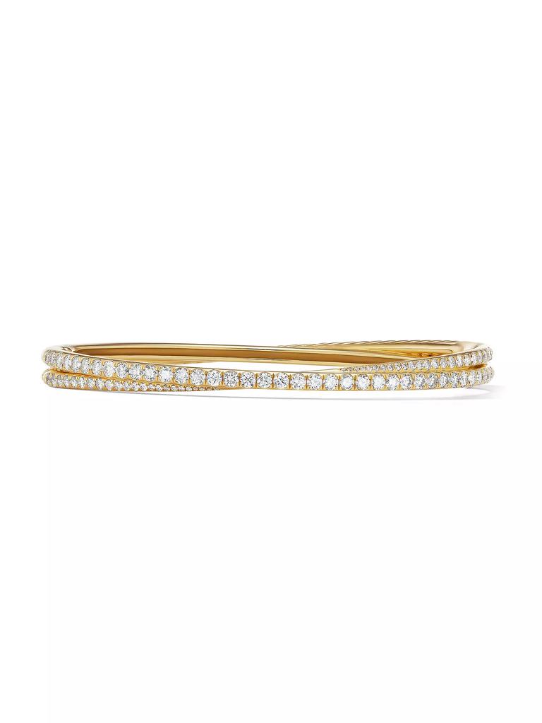 David Yurman Pavé Crossover Two-Row Bracelet in 18K Yellow Gold With Diamonds