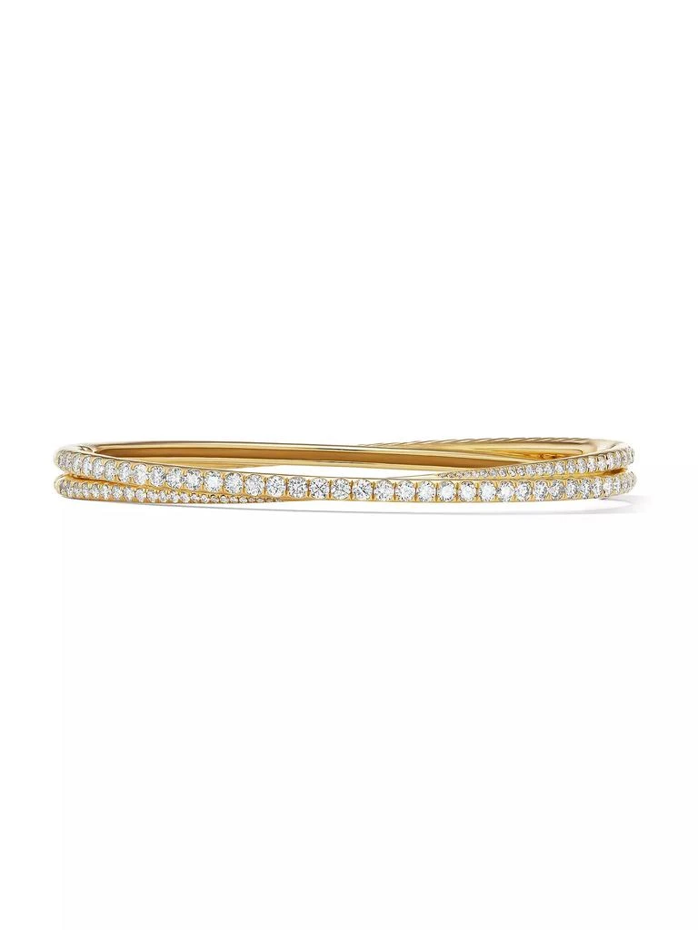 David Yurman Pavé Crossover Two-Row Bracelet in 18K Yellow Gold With Diamonds 1