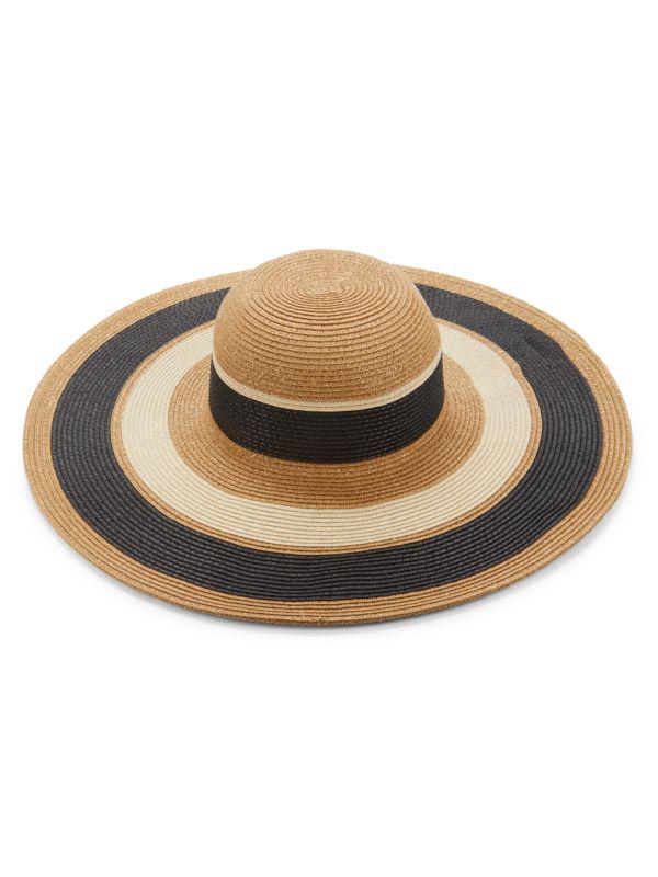 San Diego Hat Company Las Palmas Striped Straw Floppy Hat