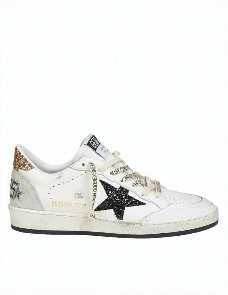 Golden Goose Distressed White Low-Top Sneakers with Black Star