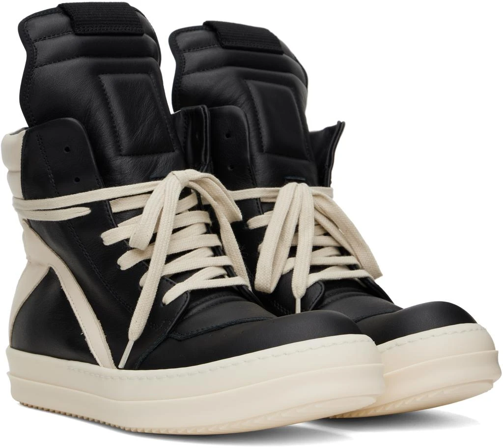 Rick Owens Black & Off-White Hollywood Geobasket Sneakers 4