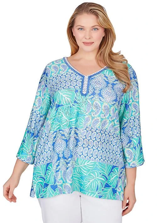 Ruby Rd Rd Plus Size Bali Eyelet Knit Top 1
