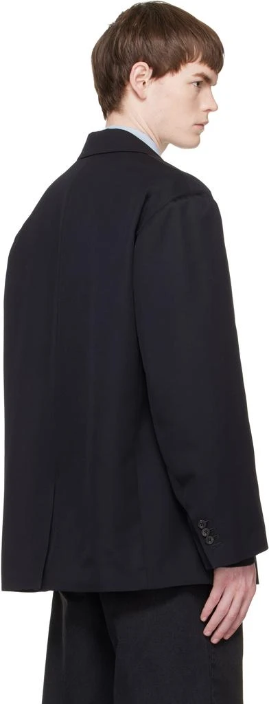 stein Navy Wool Kersey Oversized Single Breasted Blazer 3