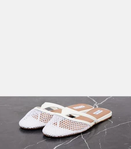 Alaïa Infradito leather and fishnet mules 4