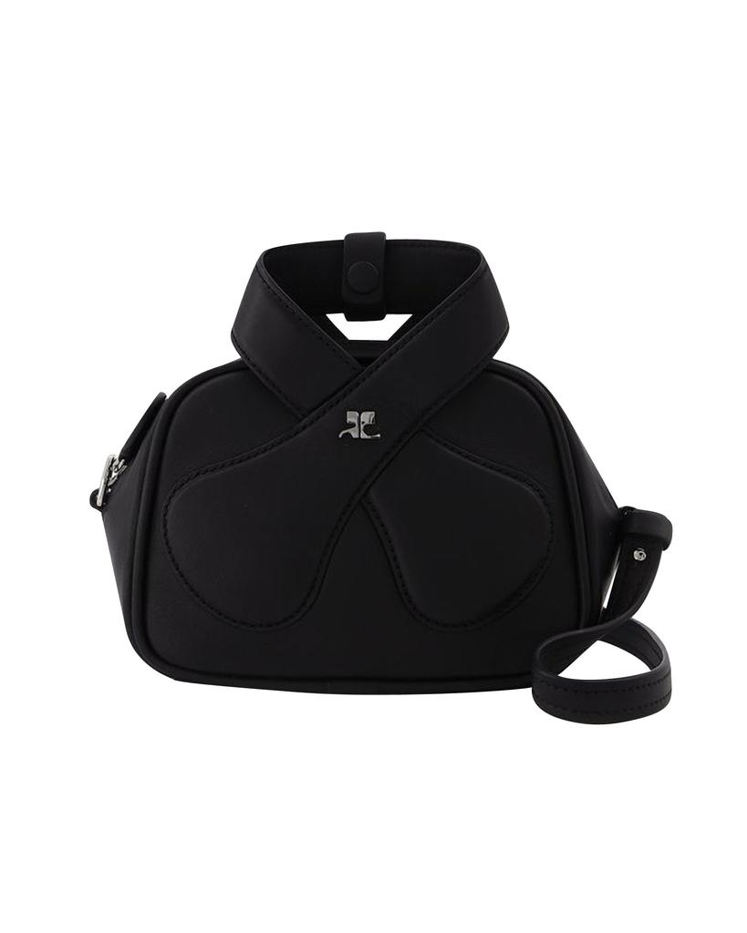 Courrèges Leather Loop Baguette Bag in black leather