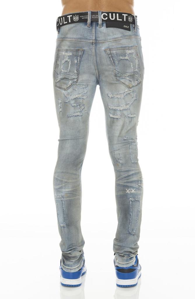 Cult of Individuality Punk Belted Rip & Repair Super Skinny Jeans