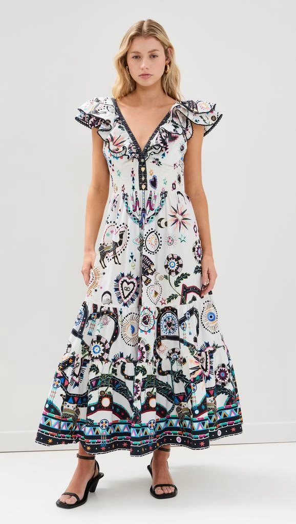 Camilla Tiered Dress With Neck Frill 6