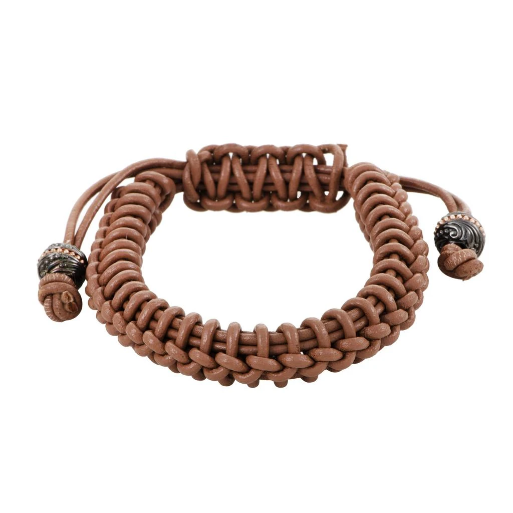 Stephen Webster No Regrets Silver Tipped Woven Leather Brown Bracelet 1